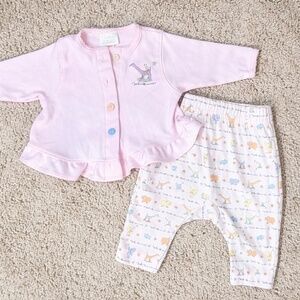 Vintage Carter’s Baby Outfit Set | 0–3 Months | Pink Top & Animal Print Pants